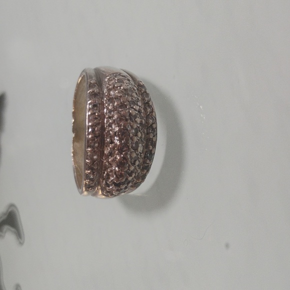 925 Sterling Stamped Pave Set Gemstone Ring Size 10 - Picture 3 of 8